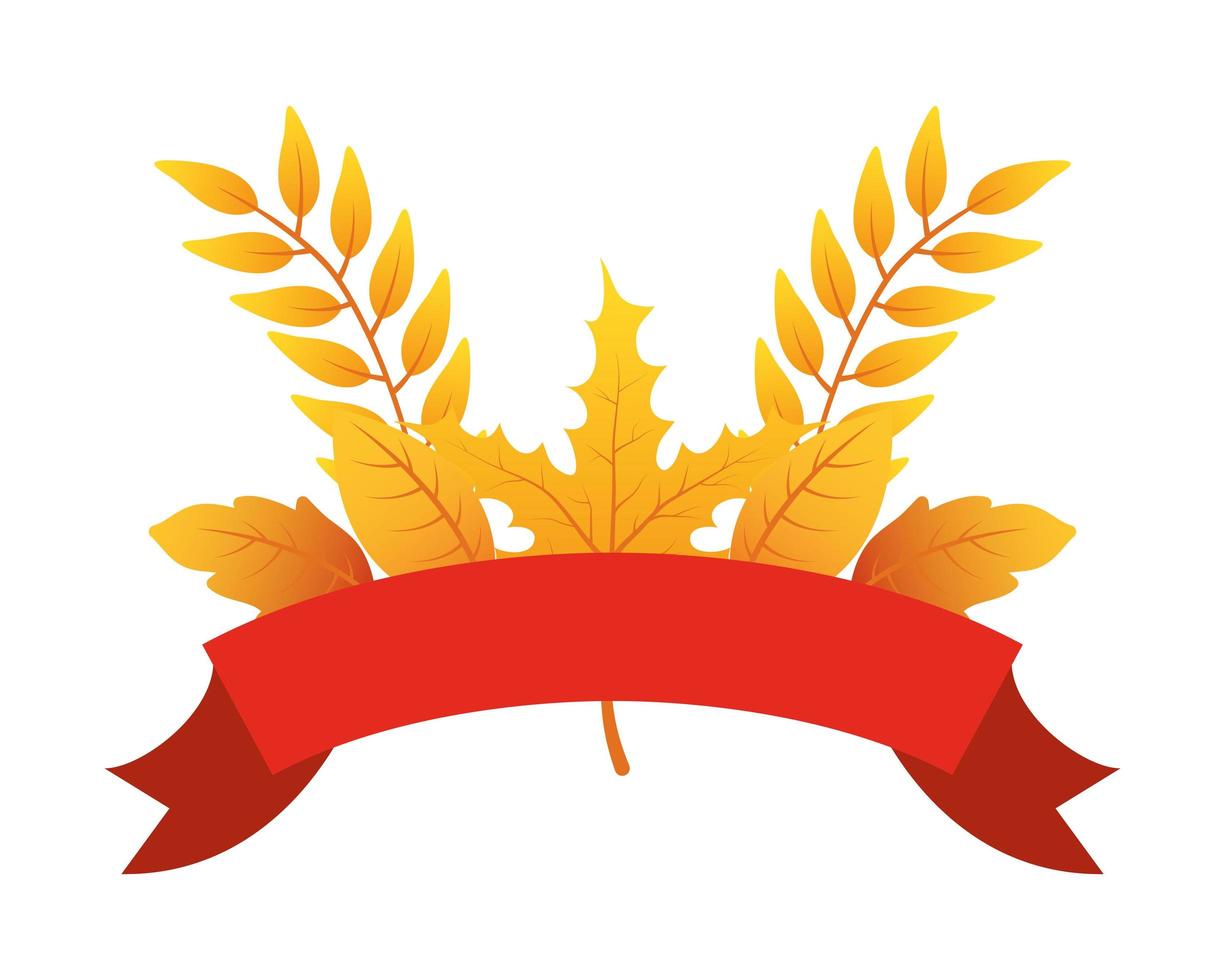 herfsttak met bladeren en lint decoratieve kroon vector
