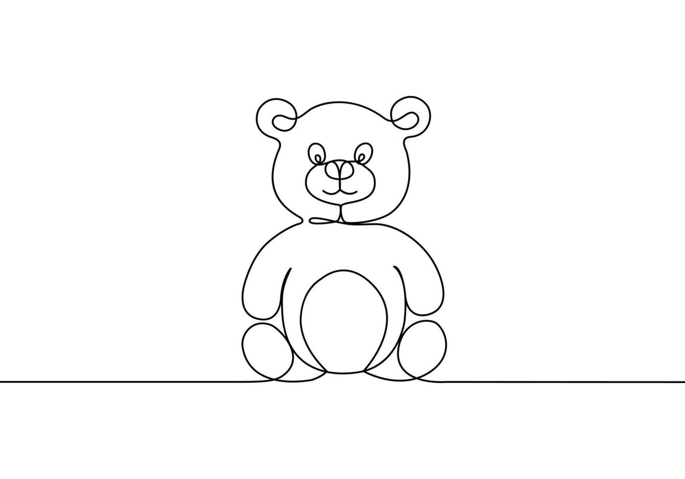 een lijntekening teddybeer. ononderbroken lijn vectorillustratie geïsoleerd op een witte achtergrond. vector