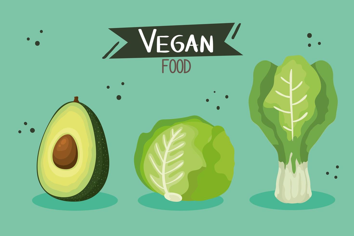 vegan food poster met avocado en groenten vector