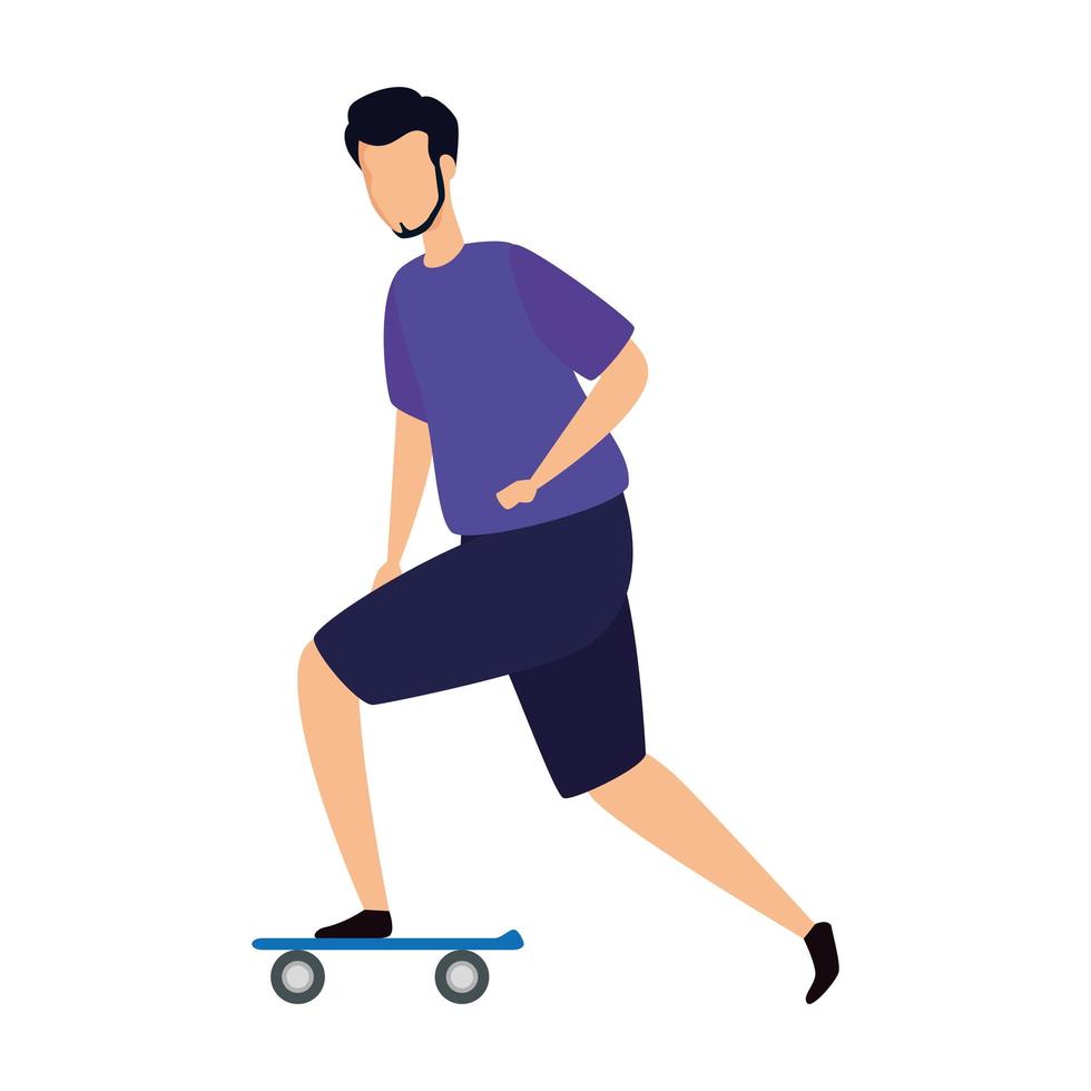 jonge man in skateboard avatar karakter vector