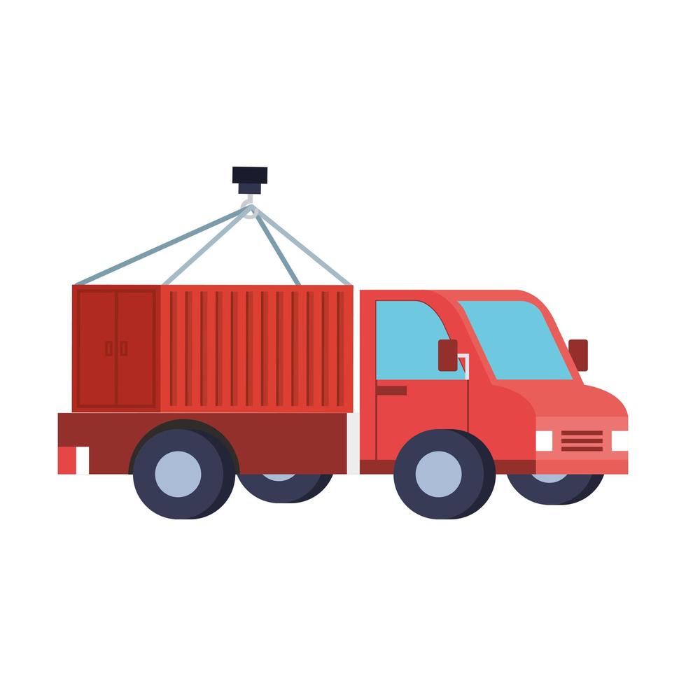bezorgservice met vrachtwagen en container vector