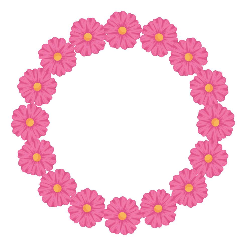 frame circulaire van schattige bloemen natuur vector