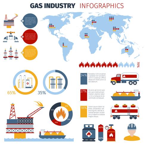 gas infographics set vector