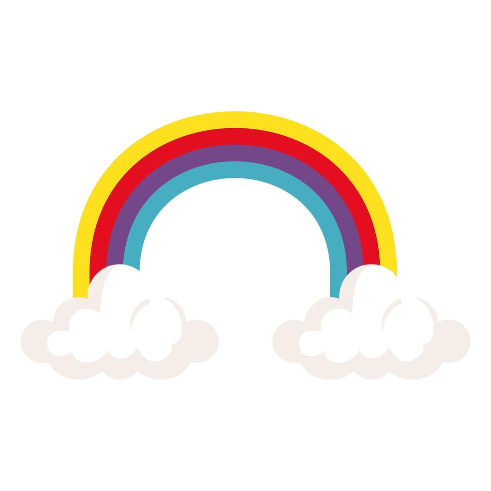 regenboog met wolken geïsoleerd pictogram vector