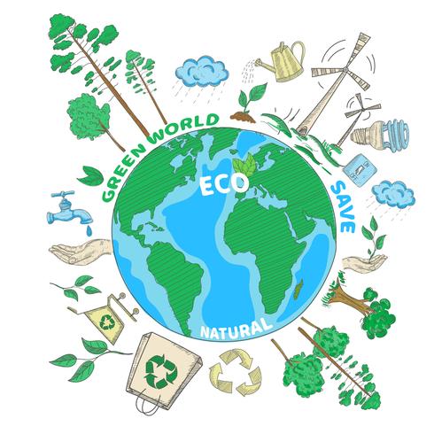 Doodle ecologie Concept vector