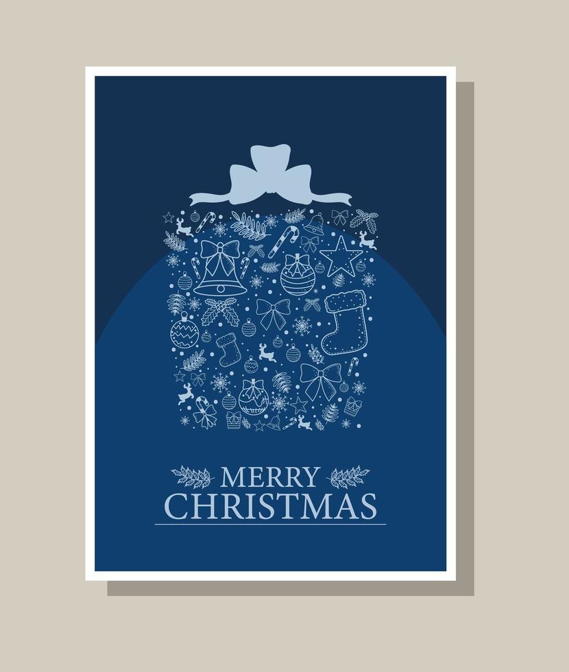 vrolijke kerst blauwe stijl vector