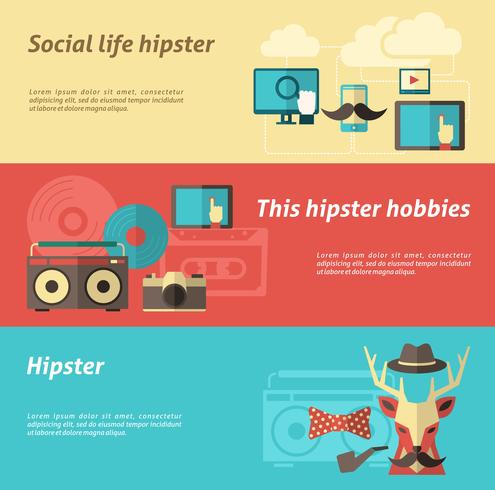 Hipster-bannerset vector