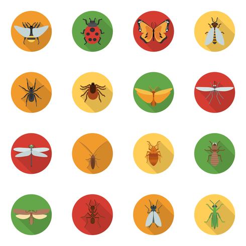 Insecten pictogrammen plat vector