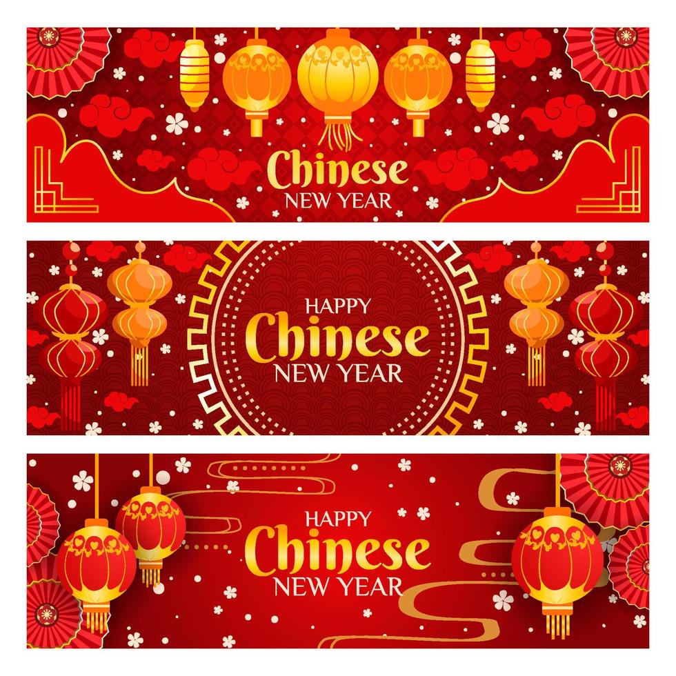 set chinees nieuwjaar banners vector