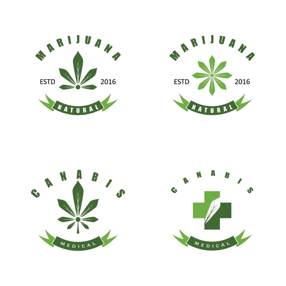 cannabis marihuana hennepblad logo en symbool vector