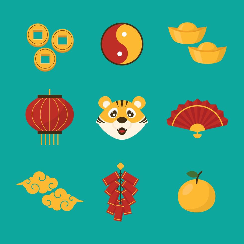 Chinees Nieuwjaar icon set vector