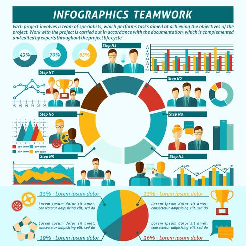 teamwork infographics set vector