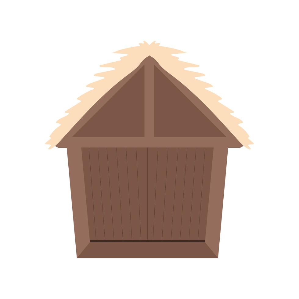 houten hut met hooi vector