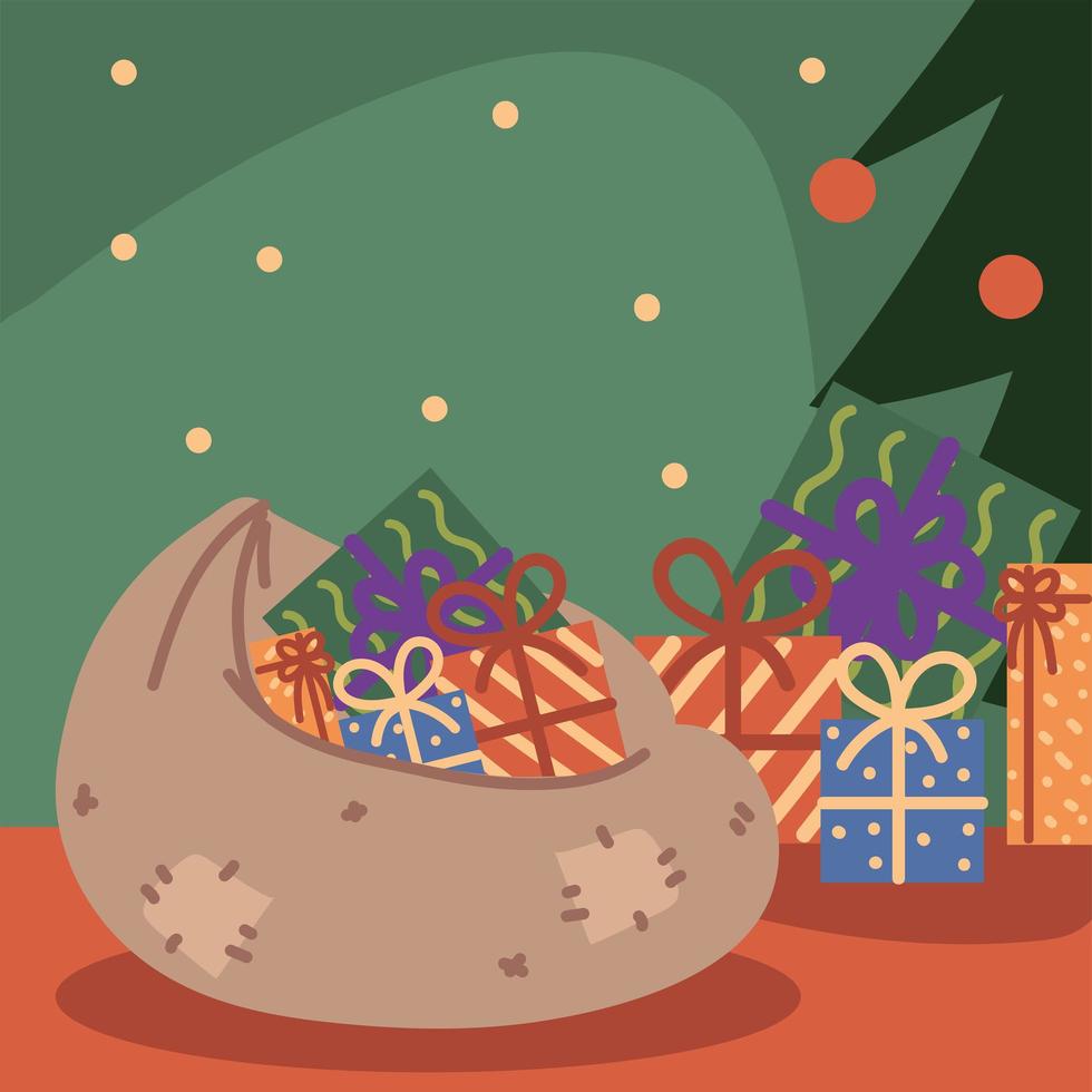 kersttas en cadeaus vector