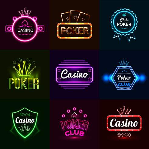 Neon Casino-emblemen vector