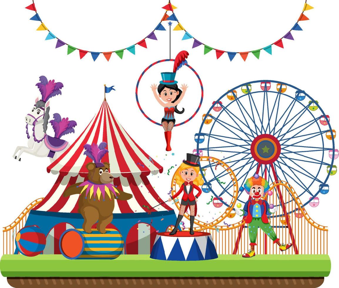 circus themapark op geïsoleerde achtergrond vector