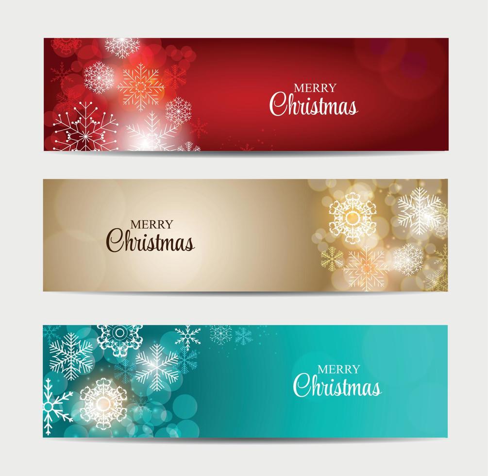 kerst sneeuwvlokken website header en banner set achtergrond ve vector