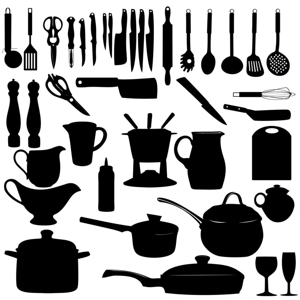 keuken gereedschap silhouet vectorillustratie vector