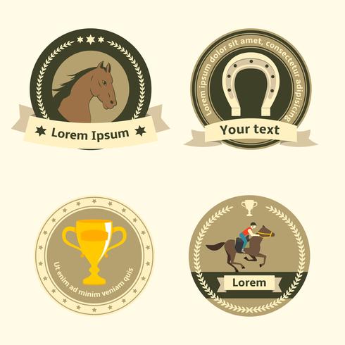 Paardrijden vlakke badges en labels vector