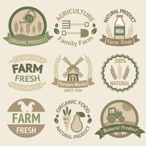 Landbouw oogst en landbouw labels vector