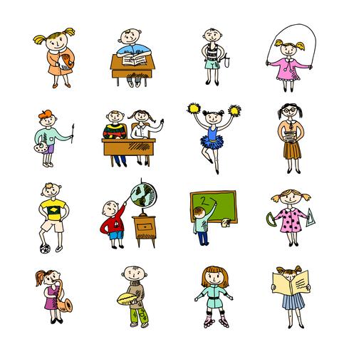 Set doodle kinderen vector