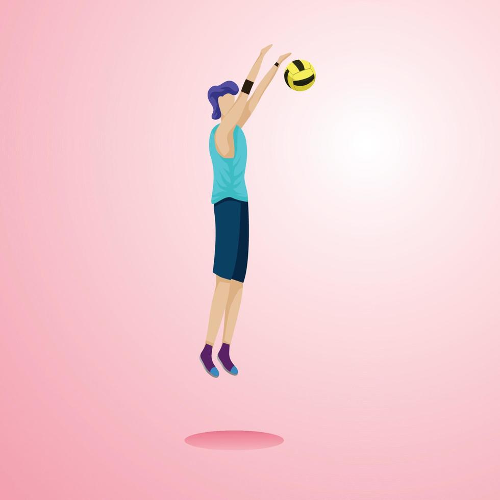 vector grafische illustratie van een lange man die een geblokkeerde smash in volleybal doet, geschikt voor een praga in een boek dat het leren van de sport van volleybal beschrijft, evenals een element voor ontwerp