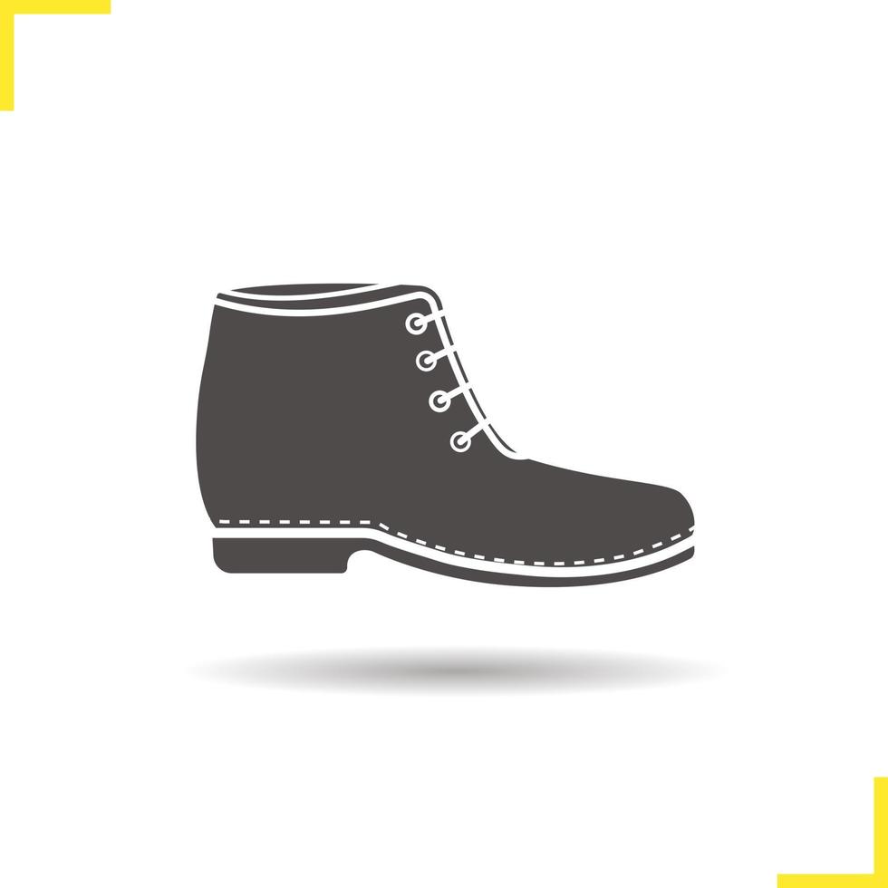 opstart icoon. slagschaduw schoen silhouet symbool. mannelijke en vrouwelijke winterschoen. wintermode schoeisel. boot logo-concept. vector schoen geïsoleerde illustratie