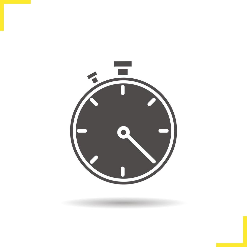 stopwatch icoon. geïsoleerde stopwatch vectorillustratie. slagschaduw timerpictogram. tijdmeetinstrument voor sportwedstrijden. stopwatch logo concept. vectortimer. silhouet stopwatch symbool vector