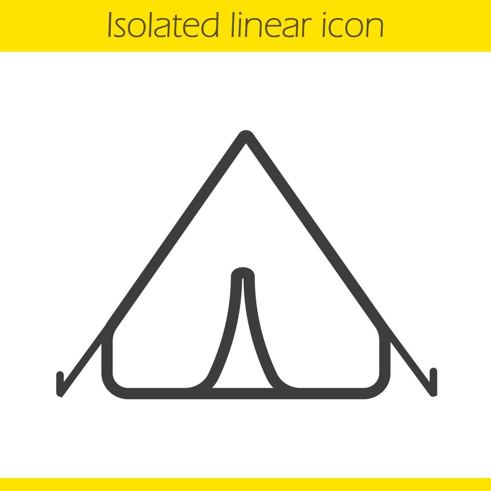 tent lineaire pictogram. dunne lijn illustratie. uitrusting voor toeristen. boyscout's buitenopvang. contour symbool. tent logo-concept. vector geïsoleerde overzichtstekening