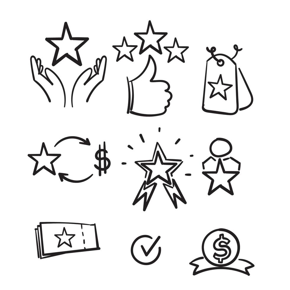 hand getrokken royalty programma lijn pictogrammenset in doodle schets vector