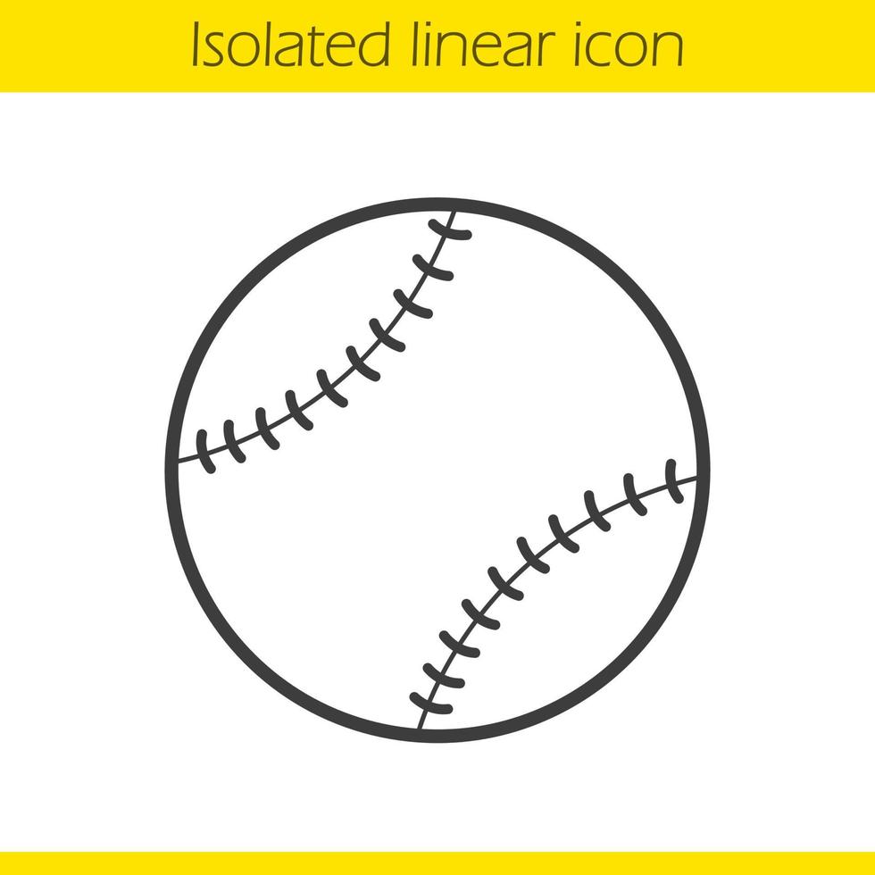 honkbal bal lineaire pictogram. sportuitrusting. softbal dunne lijn illustratie. contour symbool. vector geïsoleerde overzichtstekening