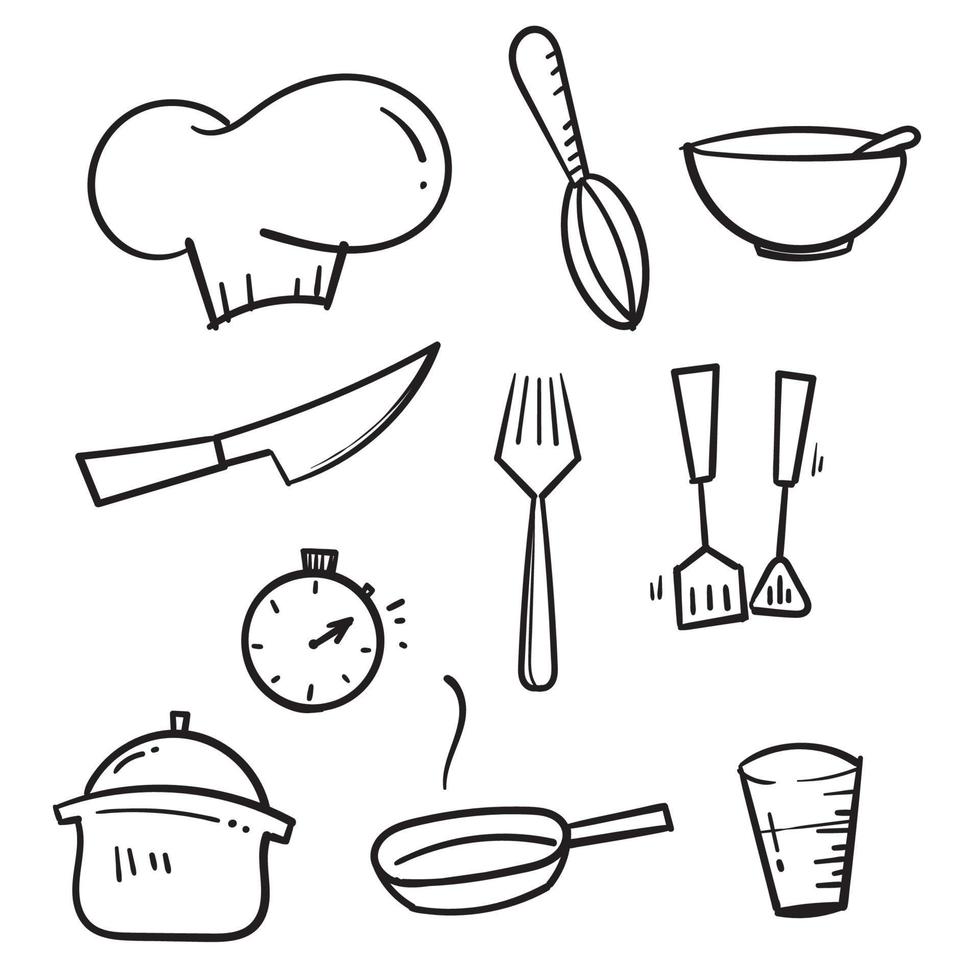 hand getrokken doodle koken lijn iconen illustratie collectie geïsoleerd vector