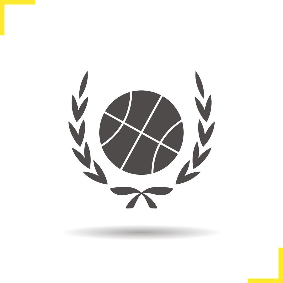 basketbalbal in het pictogram van de laurierwraith. slagschaduw silhouet symbool. basketbal kampioenschap. vector geïsoleerde illustratie