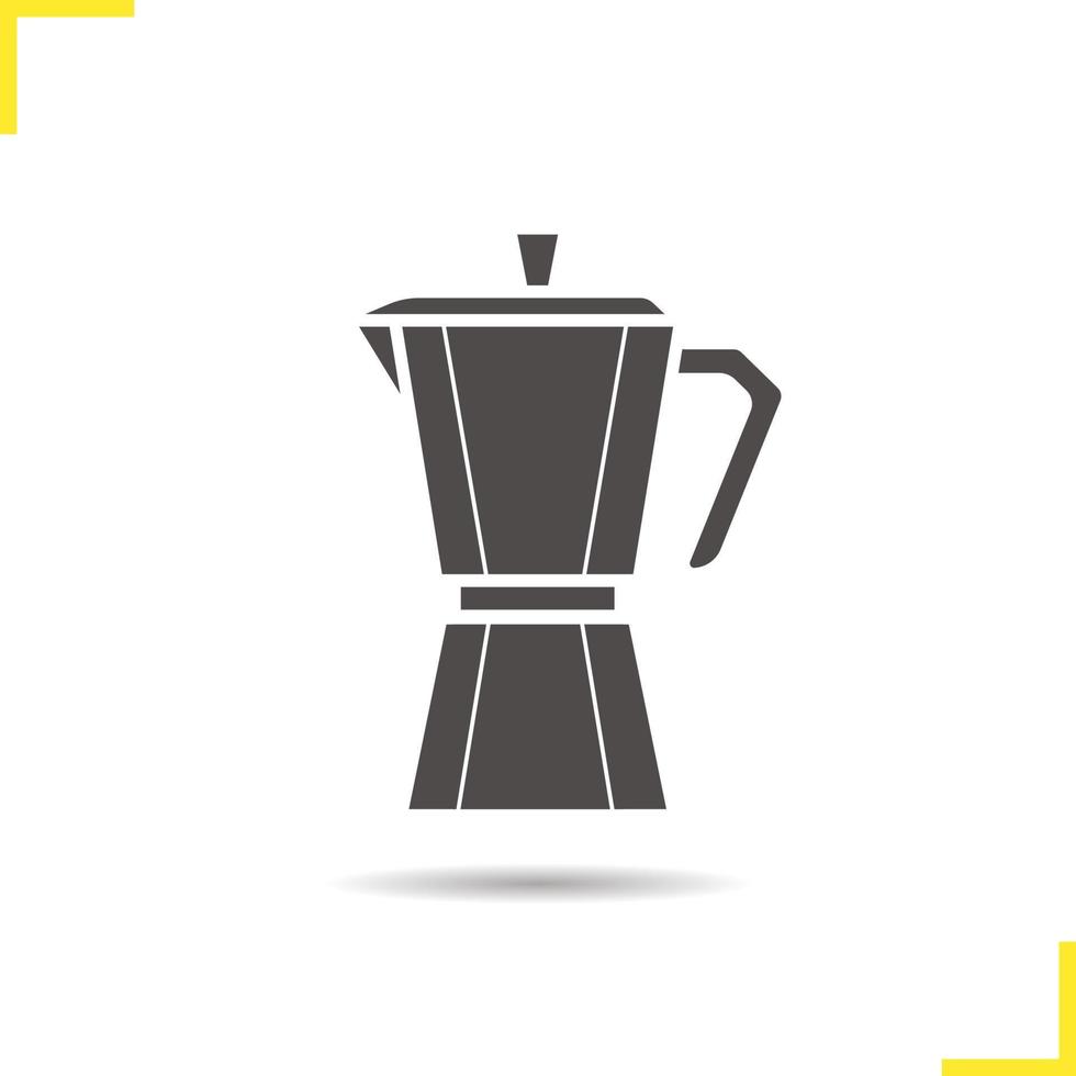 moka pot icoon. slagschaduw klassiek koffiezetapparaat silhouet symbool. mokka pot. vector geïsoleerde illustratie