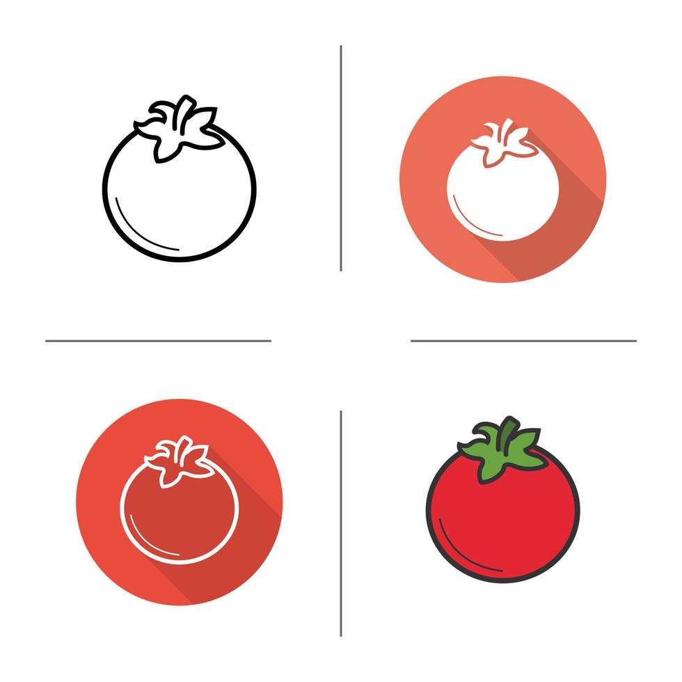 tomaat icoon. plat ontwerp, lineaire en kleurstijlen. geïsoleerde vectorillustraties vector