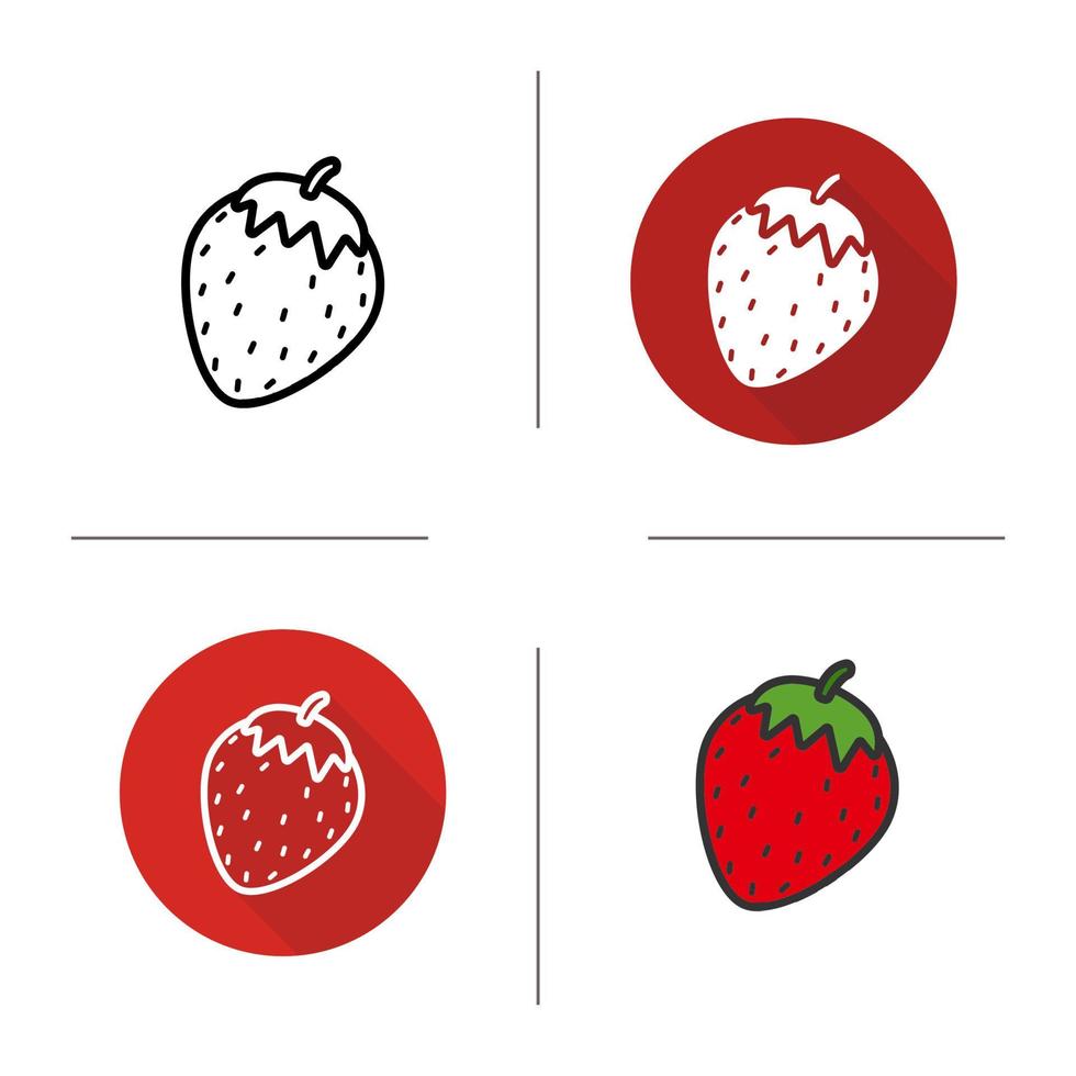 aardbei pictogram. plat ontwerp, lineaire en kleurstijlen. geïsoleerde vectorillustraties vector