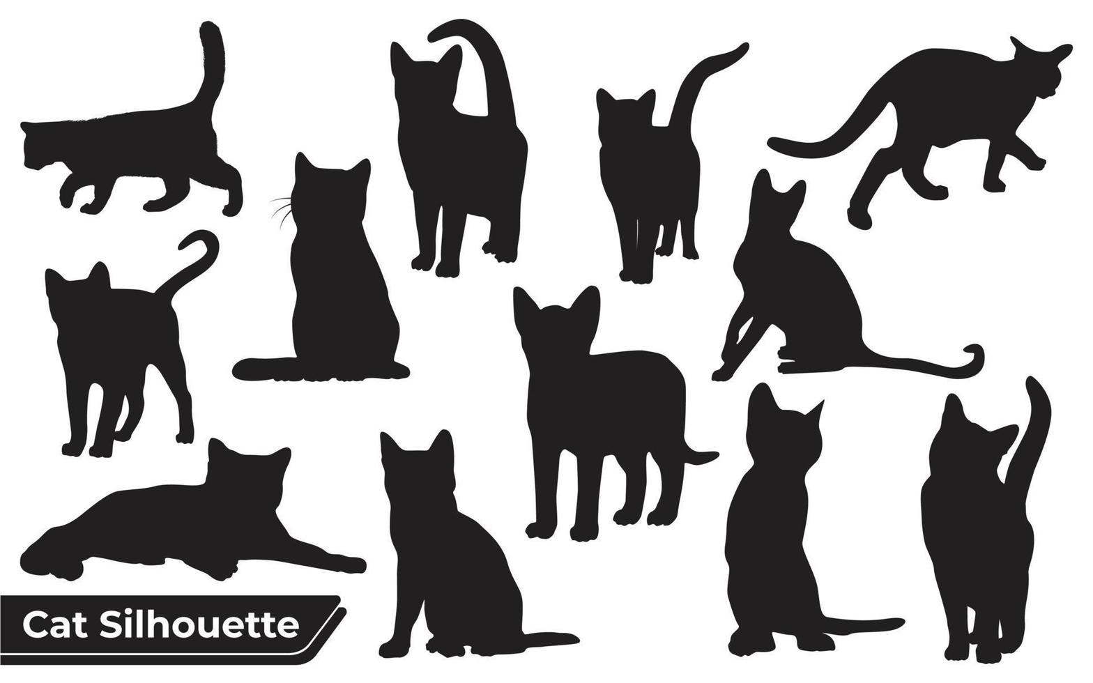 verzameling katten silhouet in verschillende posities vector