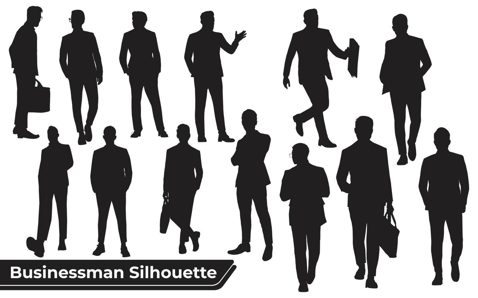 verzameling zakenmansilhouetten in verschillende poses vector