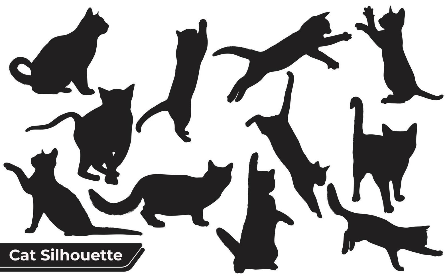 verzameling katten silhouet in verschillende posities vector