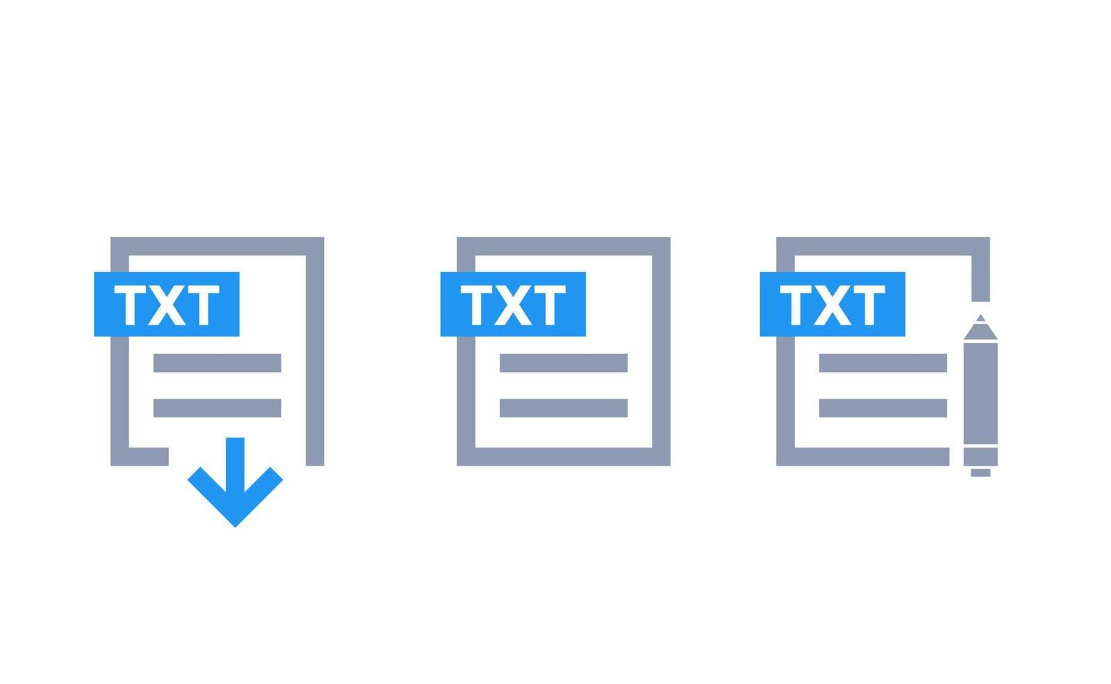 txt-document, download txt-bestand, bewerk pictogrammen vector