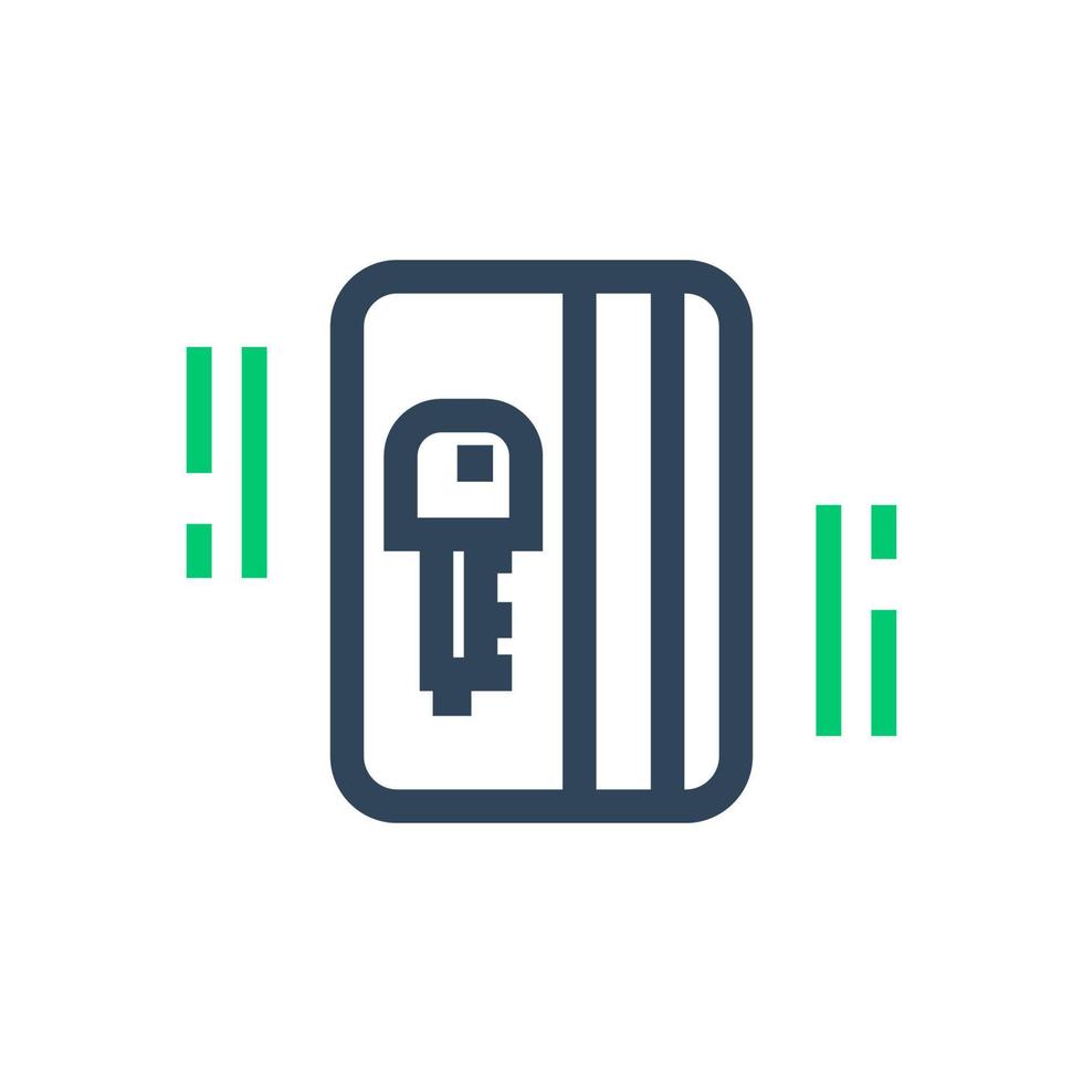 elektronisch paspictogram, kaartsleutel lineair pictogram vector