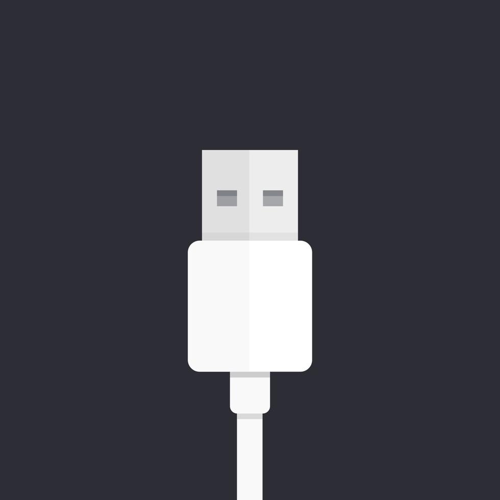 USB-stekkerpictogram, vlakke stijl vector