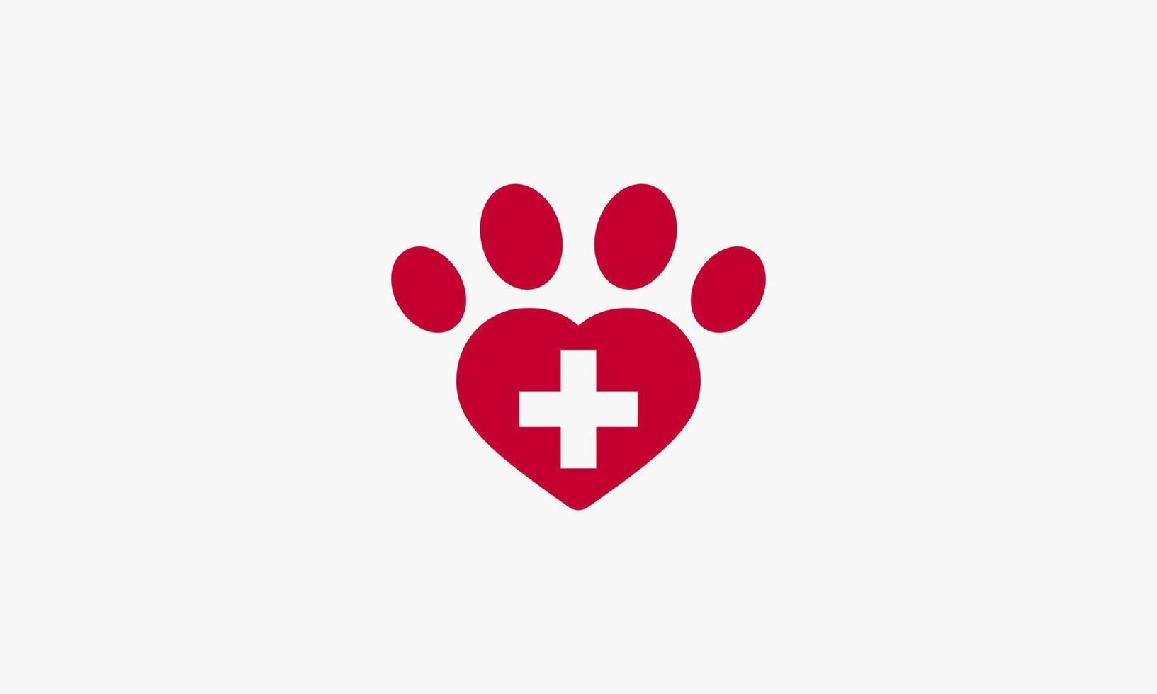 gezondheidszorg hart dierlijke voetafdruk logo. creatief icoon. vectorillustratie. vector