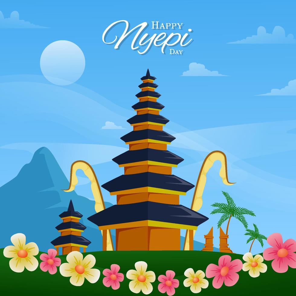 nyepi-concept met tempel vector