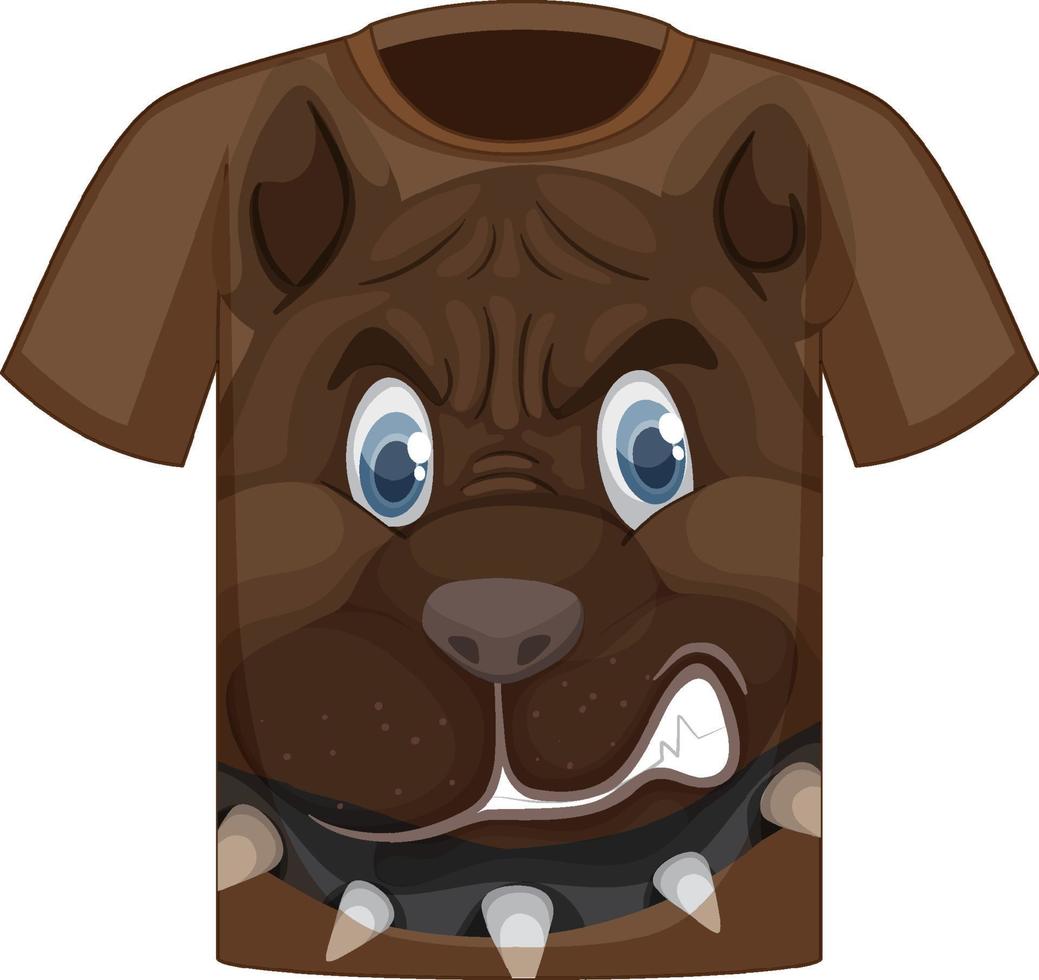 voorkant van t-shirt met gezicht van woest hondenpatroon vector