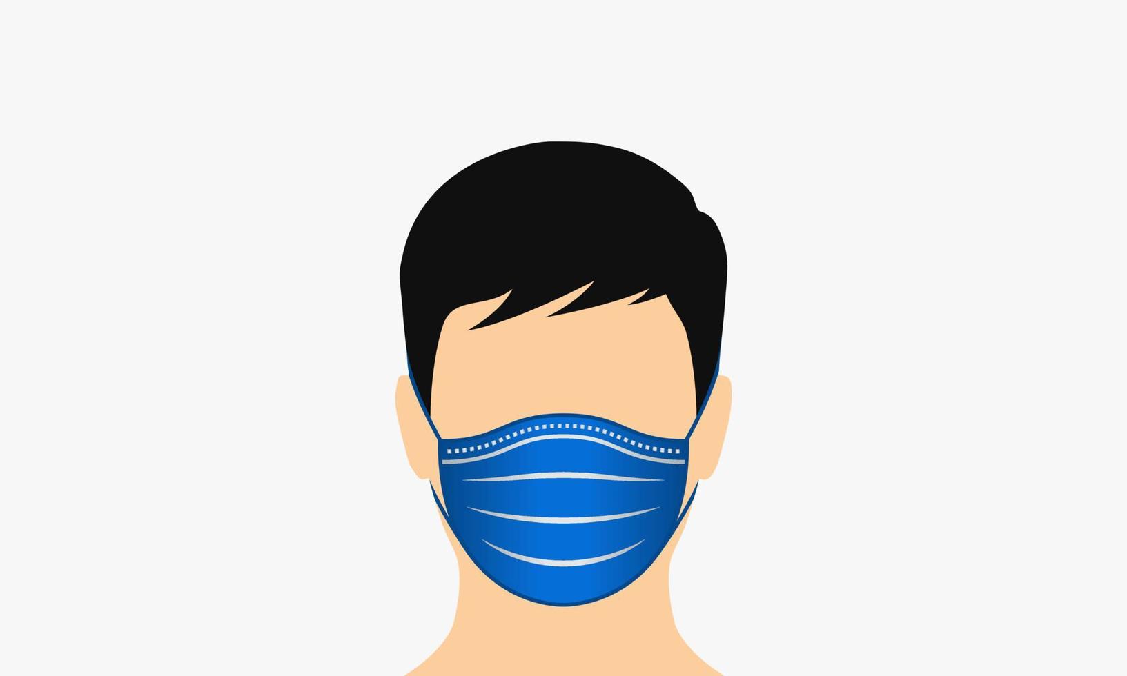 persoon die medische masker vectorillustratie op witte achtergrond draagt vector