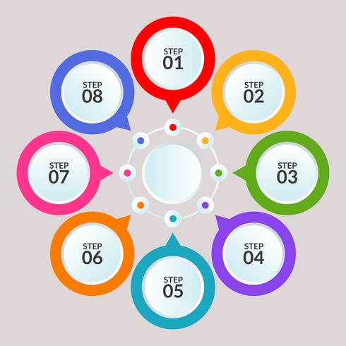 Infographicmalplaatje van cirkelverbinding voor gebruik in het diagram van het werkschemadiagram vector