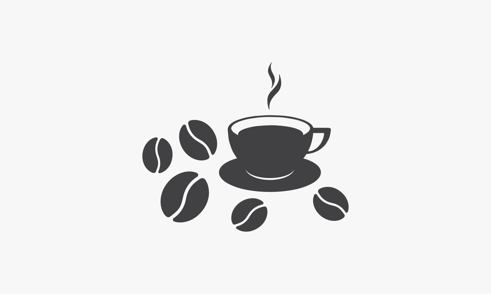 koffiekopje met koffieboon pictogram logo ontwerp vector op witte achtergrond.