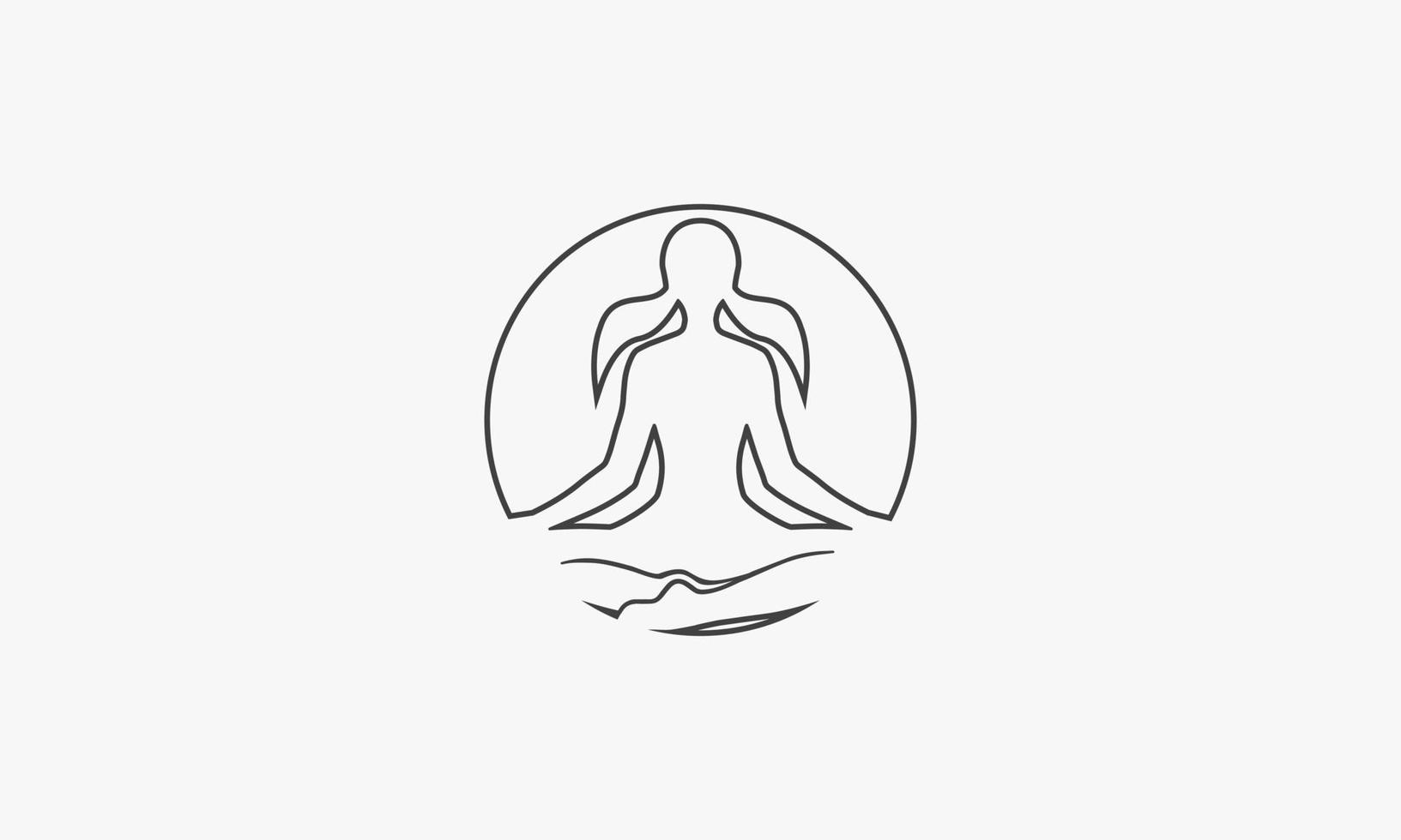 lijn pictogram cirkel yoga meditatie geïsoleerd op een witte achtergrond. vector