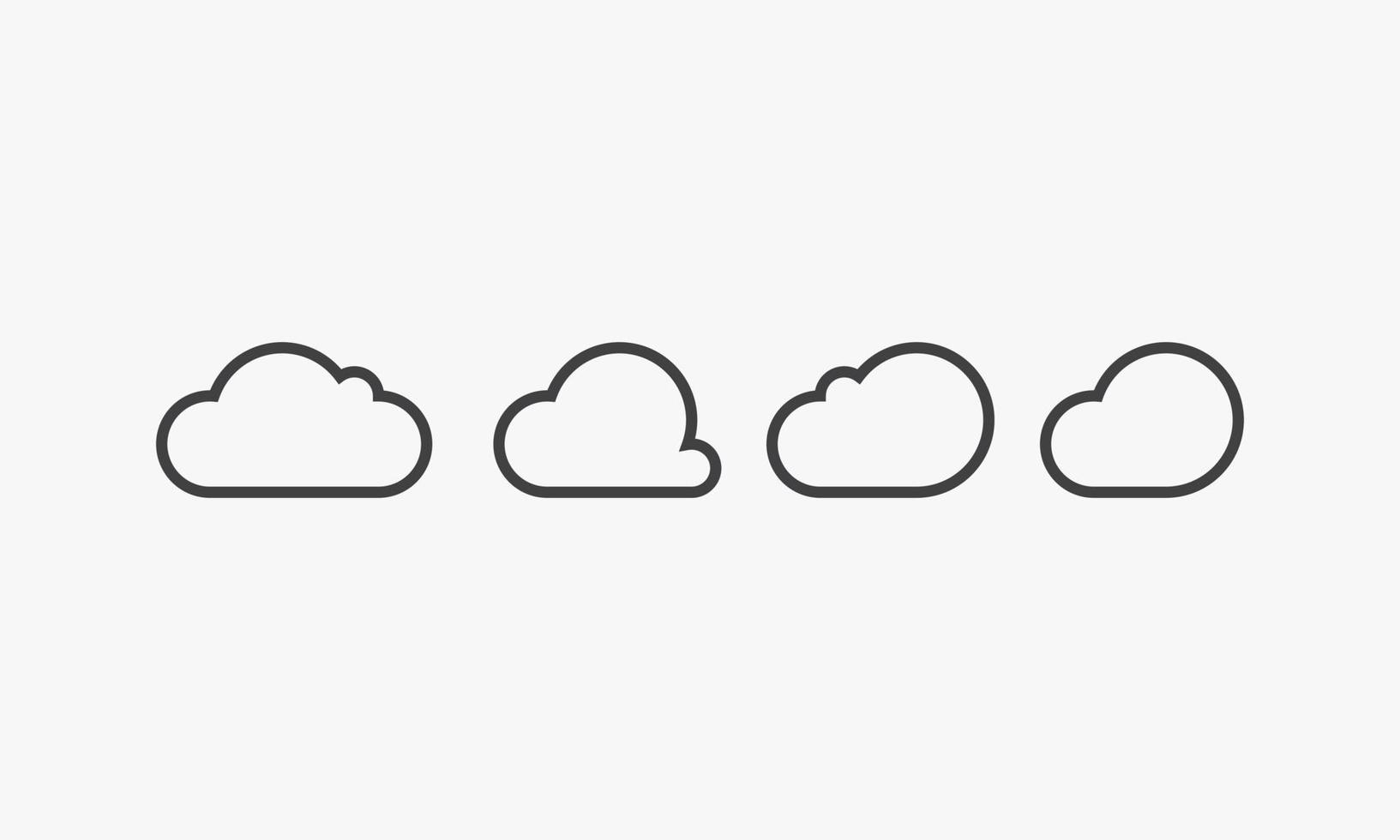 lijn pictogrammenset wolken geïsoleerd op een witte achtergrond. vector